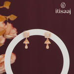 Elegant Rose Gold Stone Studded Square Jhumka Earrings - 5563