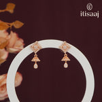 Elegant Rose Gold Toned Geometric Jhumka Drop Earrings with Sparkling Cubic Zirconia - 5565