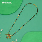 Elegant Ruby & CZ Studded Mangalsutra with Traditional Black Beads - 3270