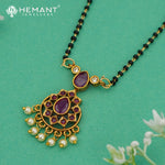 Elegant Ruby Stone Mangalsutra with Traditional Pearl Cluster Pendant - 5340 