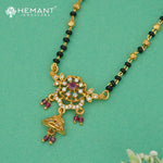 Elegant Short Mangalsutra with Intricate Floral Jhumka Pendant - 1355
