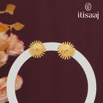 Elegant Sunburst Floral Micro Gold Plated Stud Earrings - 4862