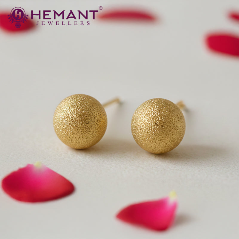 Elegant Textured Spherical Stud Earrings | Simple Plain Tops - 4881