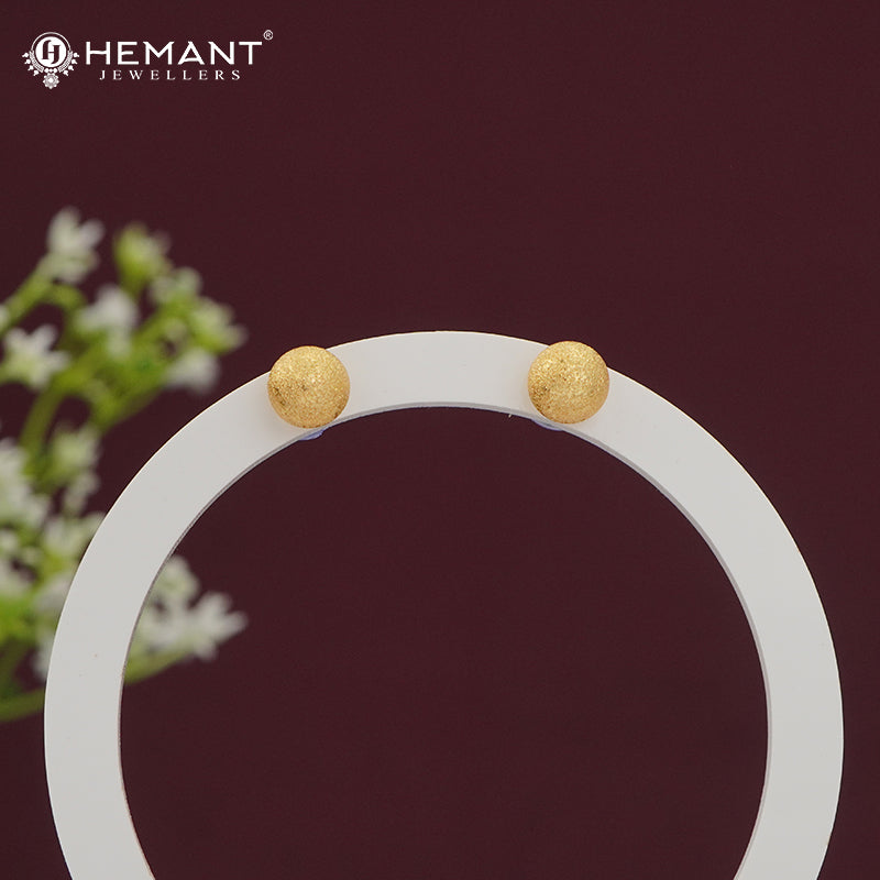 Elegant Textured Spherical Stud Earrings | Simple Plain Tops - 4881
