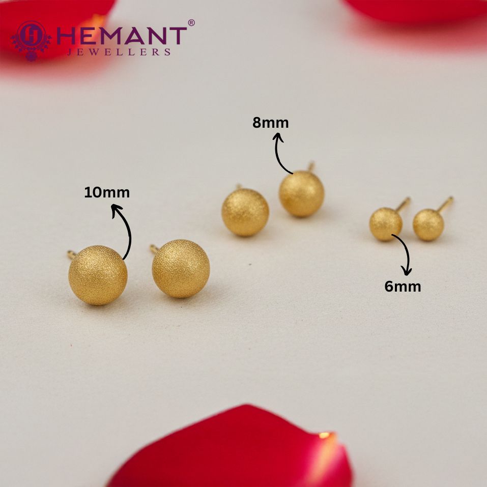 Elegant Textured Spherical Stud Earrings | Simple Plain Tops - 4881