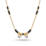 Elegant Twin Solitaire CZ Stone Chain Mangalsutra with Black Beads - 5568