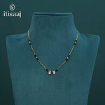 Elegant Twin Solitaire CZ Stone Chain Mangalsutra with Black Beads - 5568
