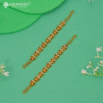 Exquisite Antique Look Floral Ear Chains (Kaan Chain) with CZ and Colored Stones | Antique Matil - 4014