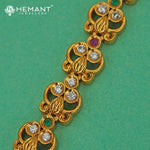 Exquisite Antique Look Floral Ear Chains (Kaan Chain) with CZ and Colored Stones | Antique Matil - 4014