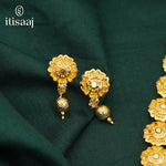 Exquisite Floral Motif Micro Gold Plated Necklace Set with Matching Earrings - 859