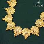 Exquisite Micro Gold Plated Long Floral Motif Necklace Set with Matching Earrings - 4027