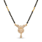 Floral CZ Pendant Micro Gold Plated Black Beaded Short Mangalsutra - 5114