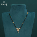 Floral CZ Pendant Micro Gold Plated Black Beaded Short Mangalsutra - 5114