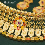 Forming Gold Choker Necklace Set with Ruby Stone and Intricate Meenakari Detailing - 5109