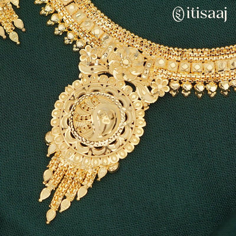 Forming Gold Choker Set | Traditional Maharashtrian Necklace and Earrings - 3544