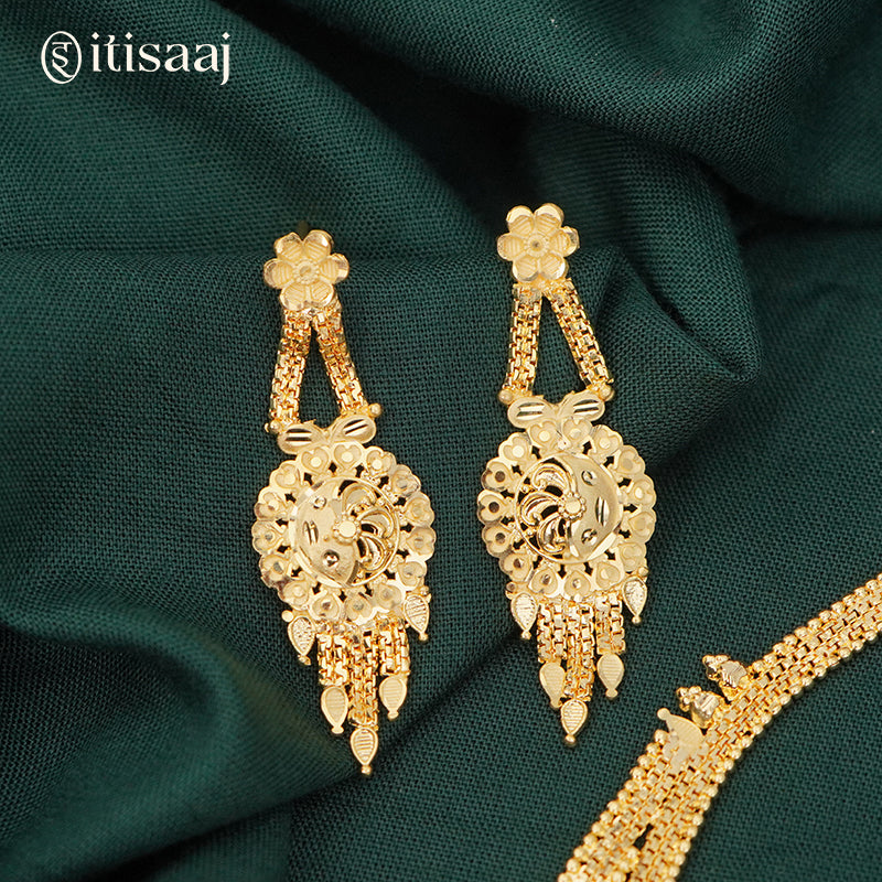 Forming Gold Choker Set | Traditional Maharashtrian Necklace and Earrings - 2241
