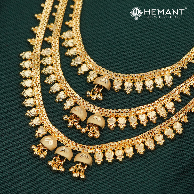 Forming Gold Floral Long Rani Har Necklace | Maharashtrian Layered Haar and Earring Set - 1802