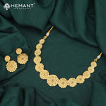 Forming Gold Floral Necklace and Earring Set - 5107