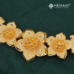 Forming Gold Maharashtrian Floral Choker Necklace Set - Kolhapuri Pushpa Gala-haar - 5108
