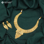 Forming Gold Maharashtrian Gala Haar and Earring Set | Kolhapuri Traditional Design - 5106