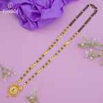 Forming Gold Mangalsutra with Floral and Peacock Design Pendant - 5607