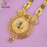 Forming Gold Mangalsutra with Floral and Peacock Design Pendant - 5607