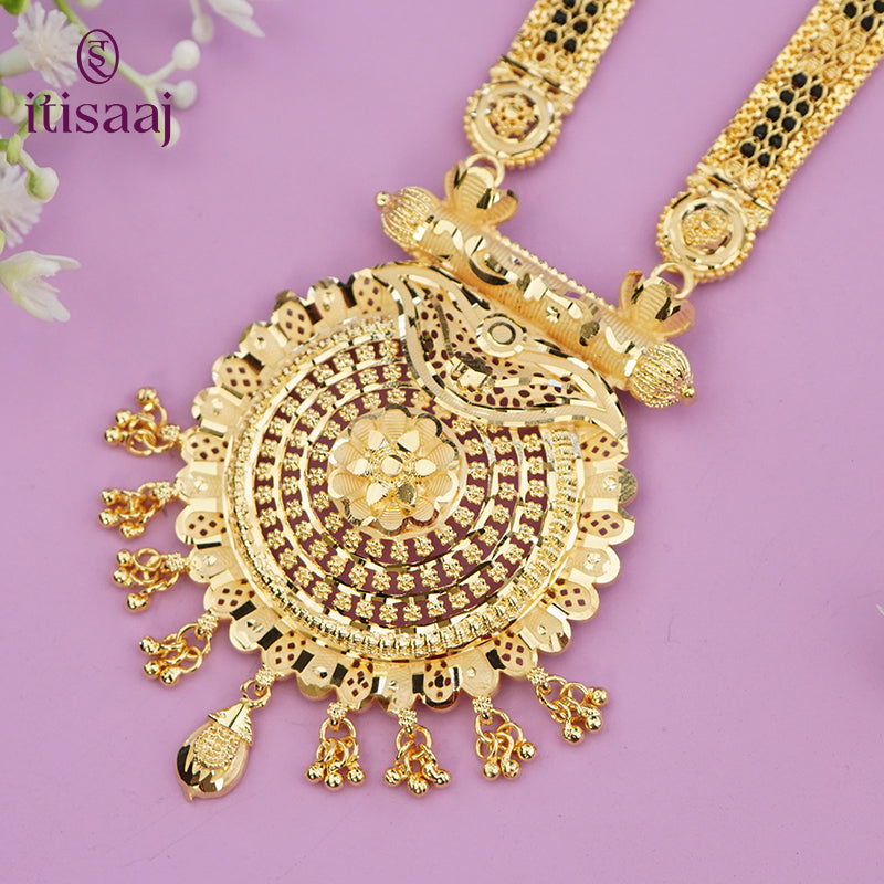 Forming Gold Mangalsutra with Floral Design Pendant - 5608