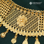 Forming Gold Mesh Choker Set | Intricate Filigree Necklace and Earring Ensemble - 5114
