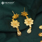 Forming Gold Mesh Choker Set | Intricate Filigree Necklace and Earring Ensemble - 5114