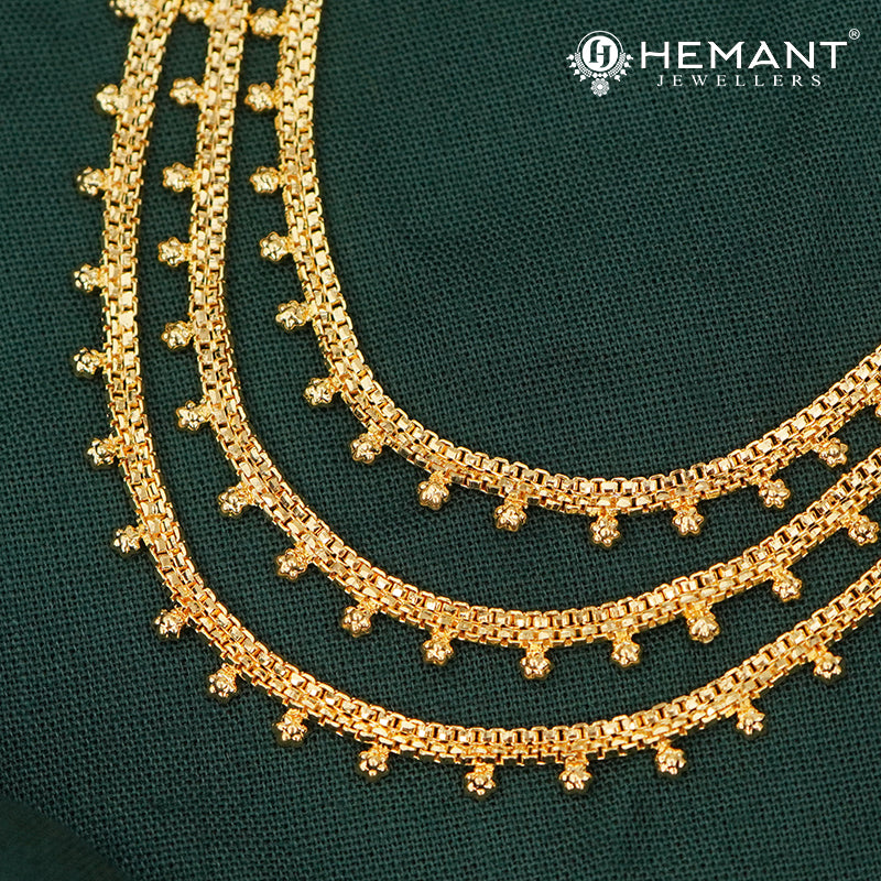 Forming Gold Patai Design Layered Long Rani Haar Necklace Set - 5325