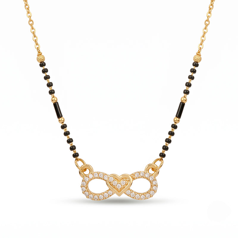 Infinity Heart Cubic Zirconia Short Mangalsutra - 3670