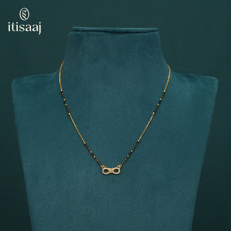 Infinity Heart Cubic Zirconia Short Mangalsutra - 3670