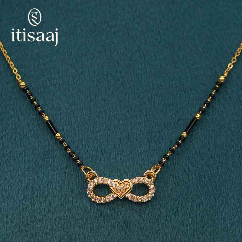 Infinity Heart Cubic Zirconia Short Mangalsutra - 3670