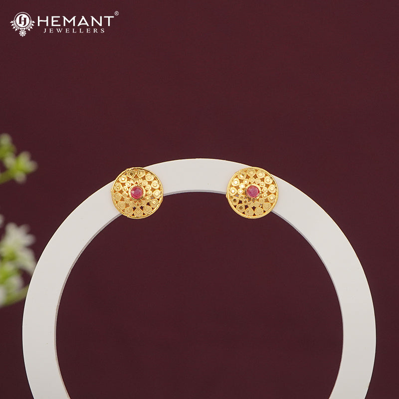 Intricate Filigree Design Gold Plated Stud Earrings - 5178