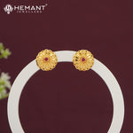 Intricate Filigree Design Gold Plated Stud Earrings - 5180