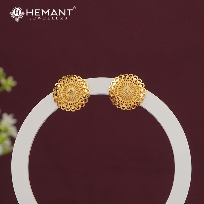 Intricate Filigree Design Gold Plated Stud Earrings - 5187