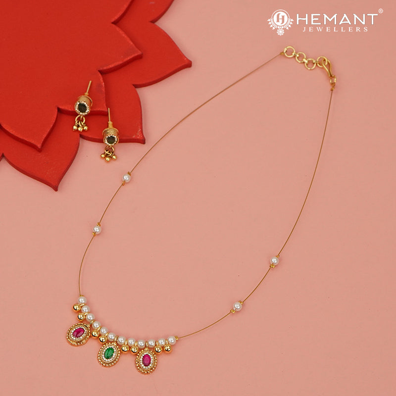 Invisible Necklace with teardrop-shaped pendant - 5406-11 