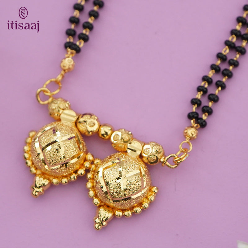 Maharashtrian Classic Multi Strands Black Beads Mangalsutra with Dual Vati Pendant