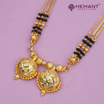 Maharashtrian Classic Multi Strands Black Beads Mangalsutra with Dual Vati Pendant - 5099