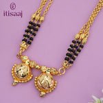 Maharashtrian Classic Multi Strands Black Beads Mangalsutra with Dual Vati Pendant - 4028