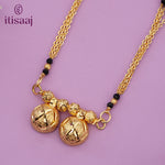 Maharashtrian Classic Multi Strands Black Beads Mangalsutra with Dual Vati Pendant - 4107