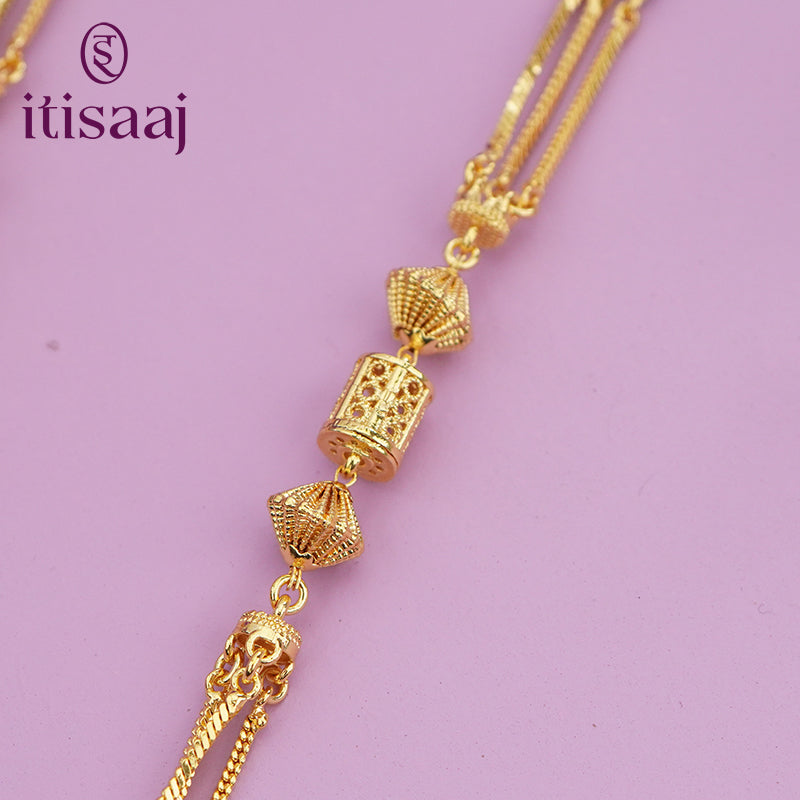 Maharashtrian Classic Multi Strands Black Beads Mangalsutra with Dual Vati Pendant - 1729