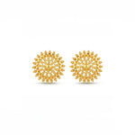 Micro Gold Plated Circular Floral Filigree Stud Earrings - 4753