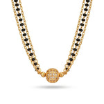 Micro Gold Plated CZ Studded Round Ball Pendant Double Chain Short Mangalsutra - 5591