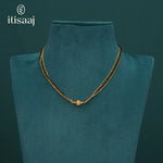 Micro Gold Plated CZ Studded Round Ball Pendant Double Chain Short Mangalsutra - 5591