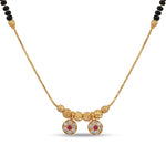 Micro Gold Plated Double Floral Vati CZ Pendant Mangalsutra - 5558