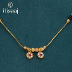 Micro Gold Plated Double Floral Vati CZ Pendant Mangalsutra - 5558