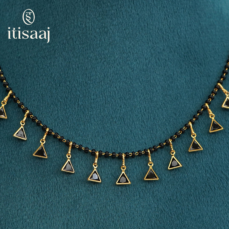 Micro Gold Plated Geometric Triangle Charm Mangalsutra - 4236