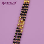 Micro Gold-Plated Multi-Strand Mangalsutra with Wati/Vati Pendant – Black & Gold Beaded Design 739-4773