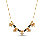 Micro Gold Plated Ruby and CZ Stone Studded Black Bead Short Chain Mangalsutra - 5113